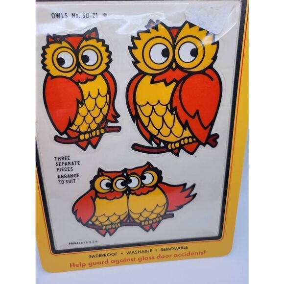 1970's Deadstock Owl Window Appliques. New in original packaging - Picture 3 of 4